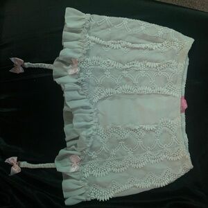 white and pink lace skirt